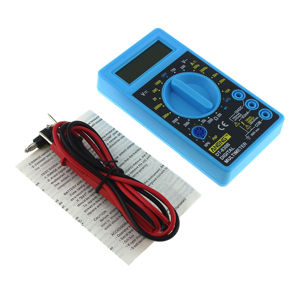 DT830 Digital Multimeter Voltmeter Ammeter Ohmmeter DC10V~1000V 10A AC 750V Current Tester Test LCD Display: ANENG 830b