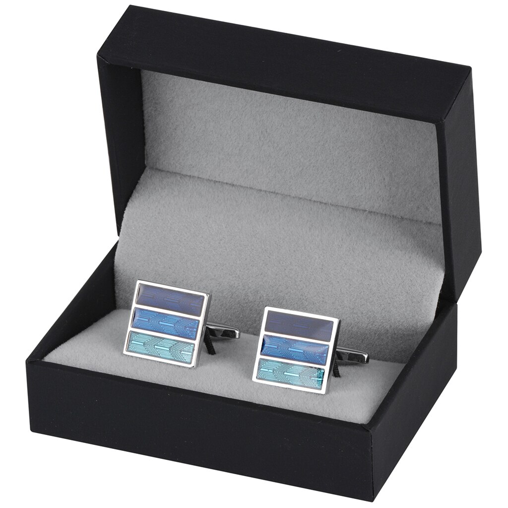 Savoyshi Klassieke Vierkante Emaille Manchetknopen Voor Heren Business Tuxedo Shirt Manchet Knoppen Huwelijkscadeau Gratis Graveren Naam: Cufflinks with Box A
