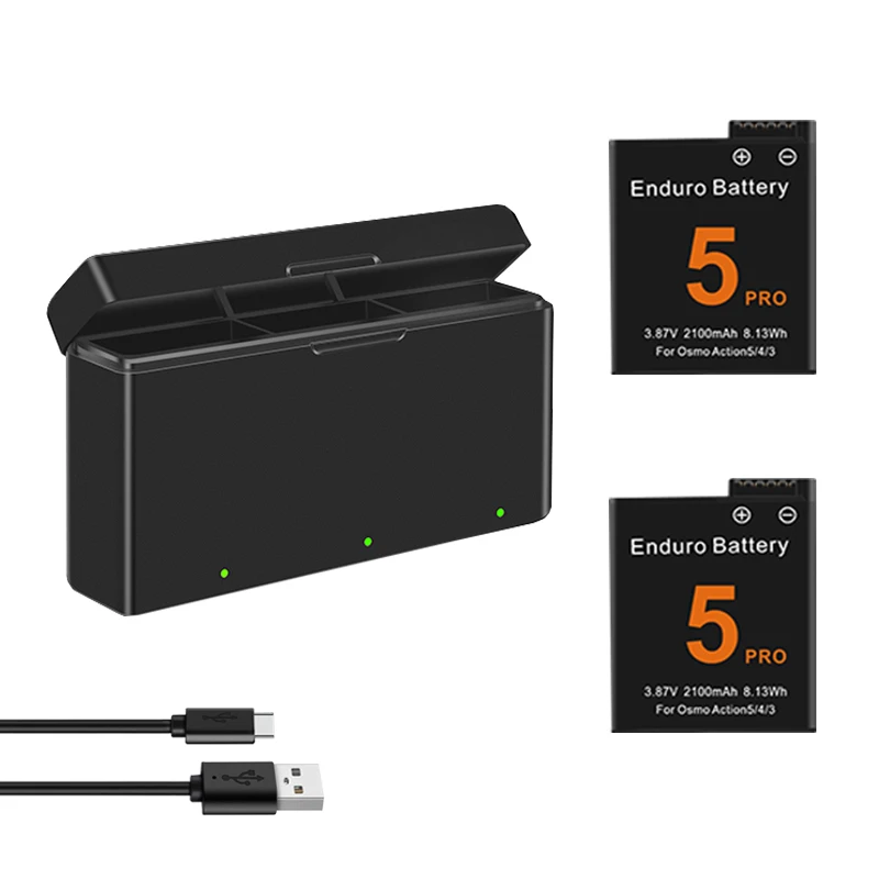 Battery for DJI Osmo Action 5 Pro Action Camera Batteries 3 Slots Fast Charger 2100mah Battery for Osmo 3 4 5 Pro Accessories: black