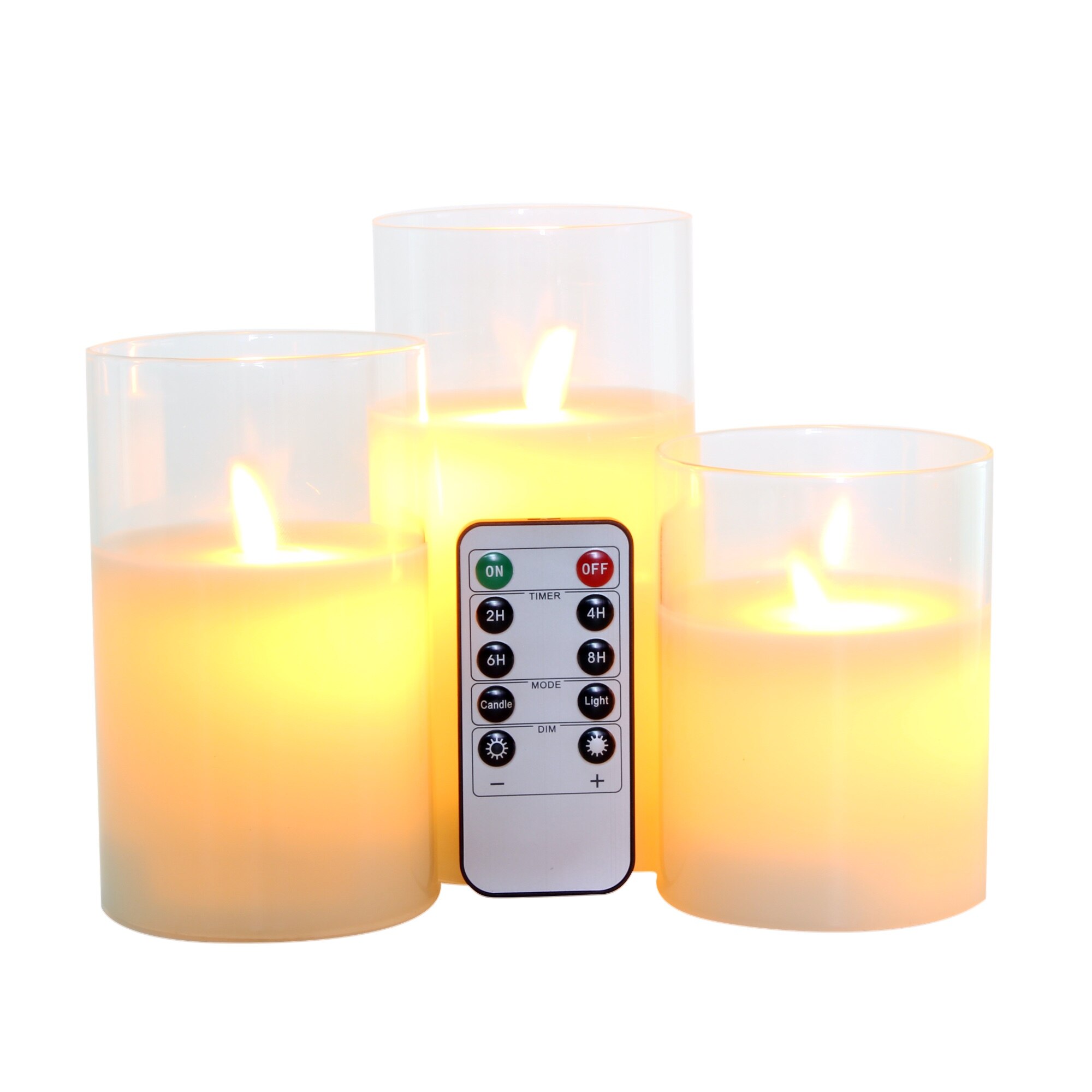 Flammenlose Kerzen Glas Echt Wachs Säulen &Ampere; ziehen um Flamme Docht LED Kerzen und 10-Schlüssel Fernbedienung mit Timer, batterie Betrieben