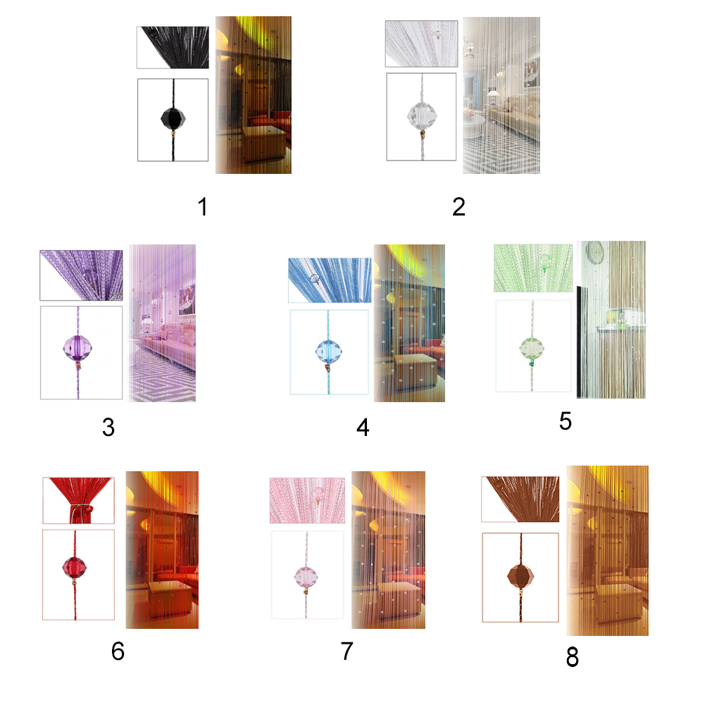 Tassel Curtain Crystal Beads Tassel Silk String Window Door Divider Curtains Valance Panel Curtain Home Party Decor