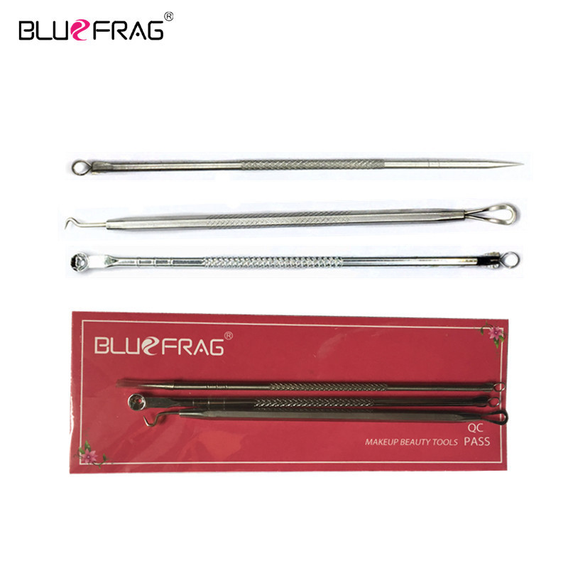 Extracteur de nombril pour points noirs 3 pièces, extracteur de boutons d'acné, extracteur de points noirs sous vide, cuillère pour le visage