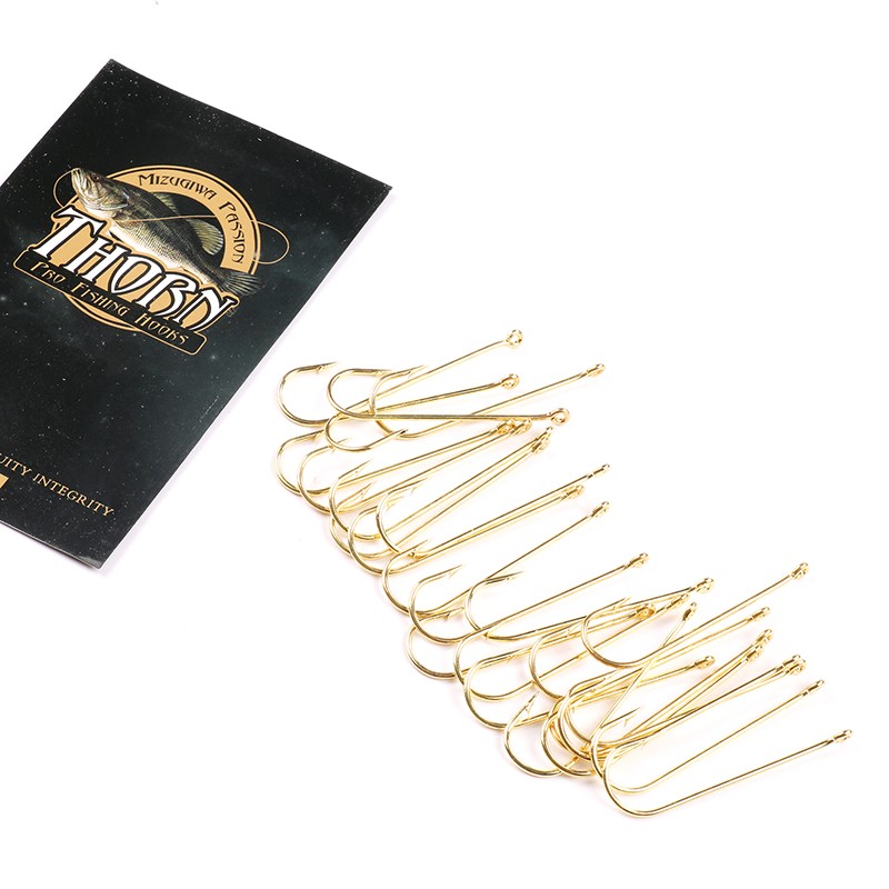 MIZUGIWA Gambo lungo aberdeen Ami da pesca Acqua dolce Esche viventi Gancio Pesce Jig Ganci PanFish Crappie Oro 100 pezzi