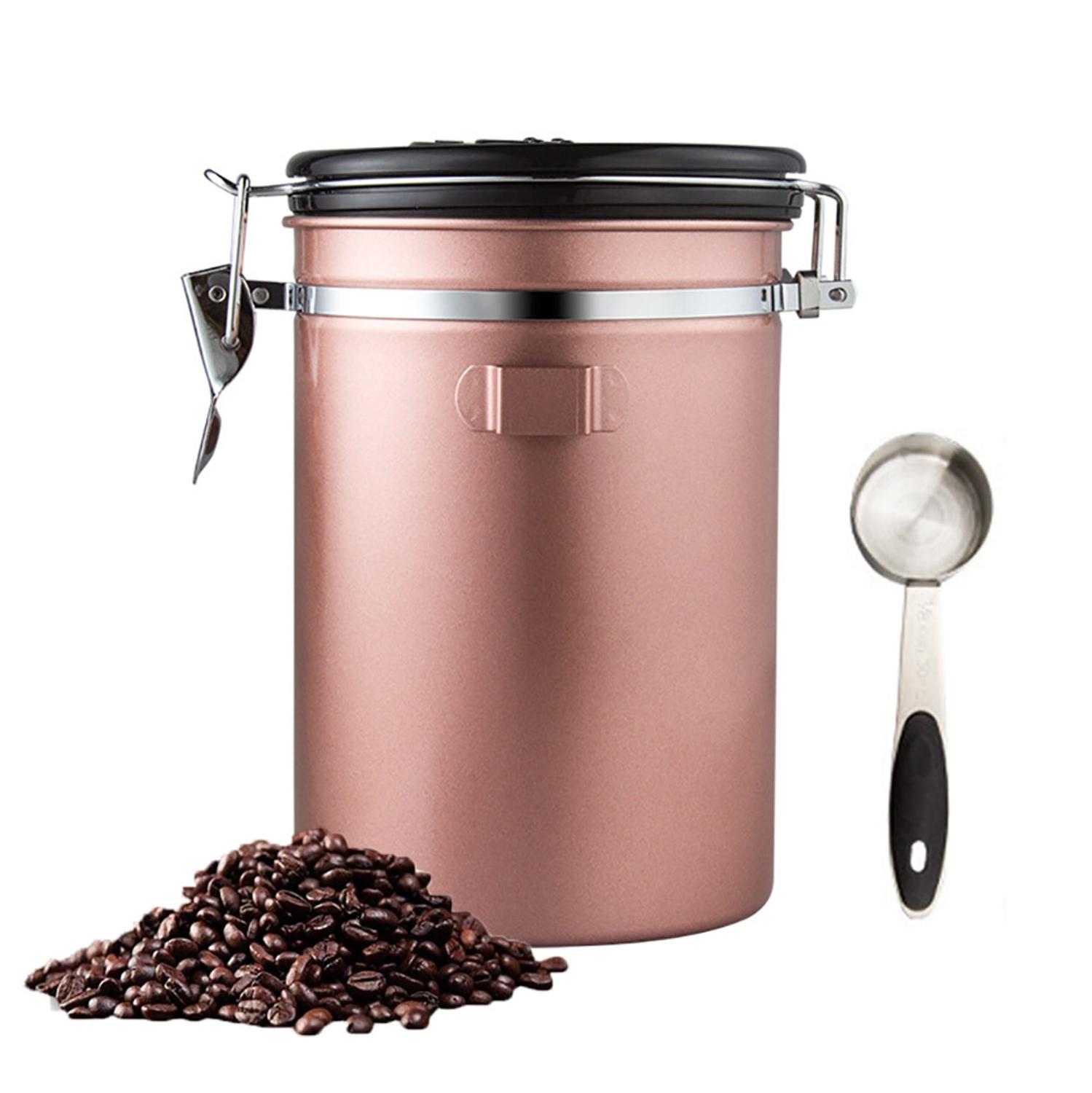1.8l rustfri stålbeholderbeholder lufttæt kaffekrukke med måleske til ristede kaffebønner te nødder: Orange