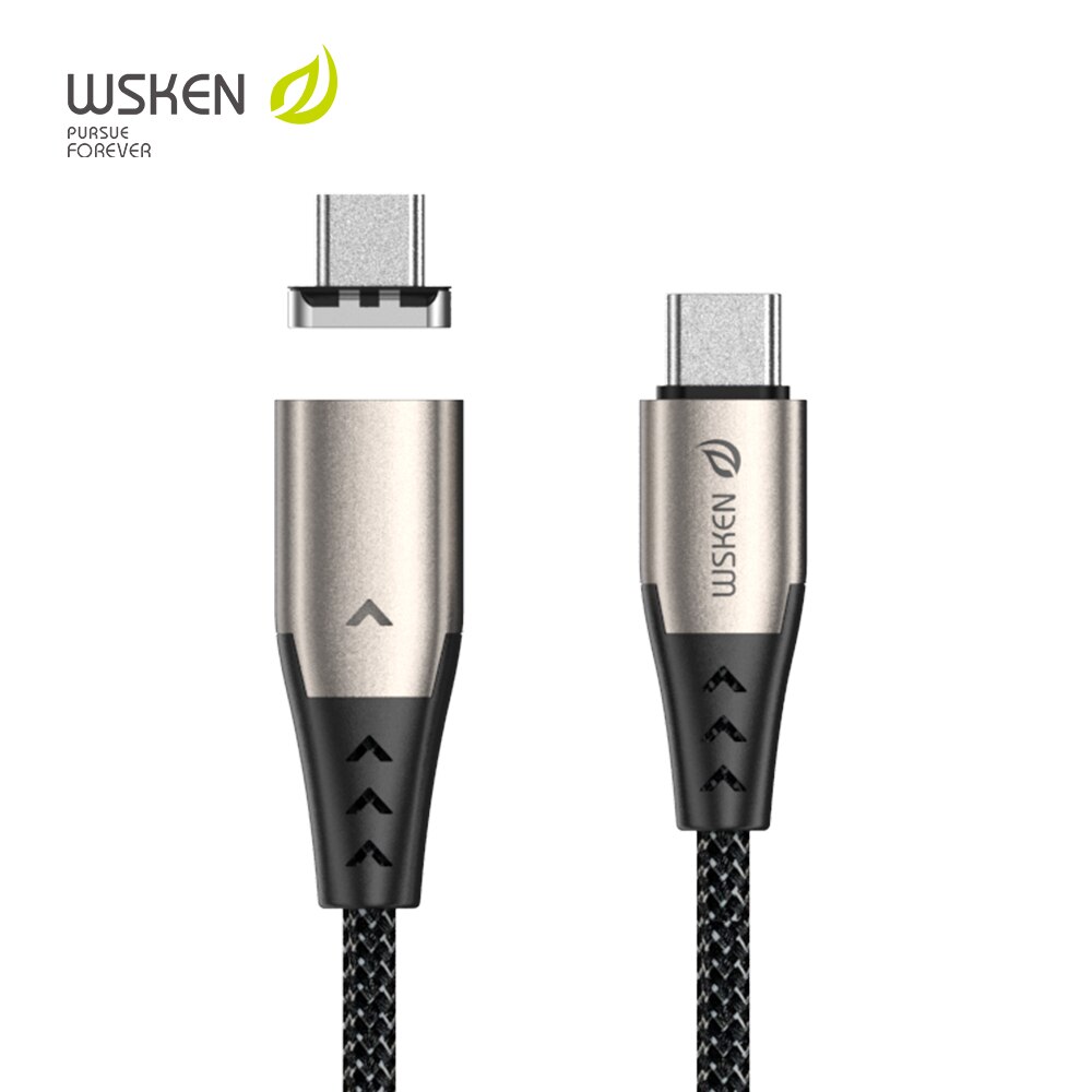 WSKEN 5A magnetyczne rodzaj USB C robić USB C kabel robić macbooka zawodowiec 100W PD magnetyczna ładowarka USB-C typu C przewód zasilający dla Huawei kabel robić transmisji danych