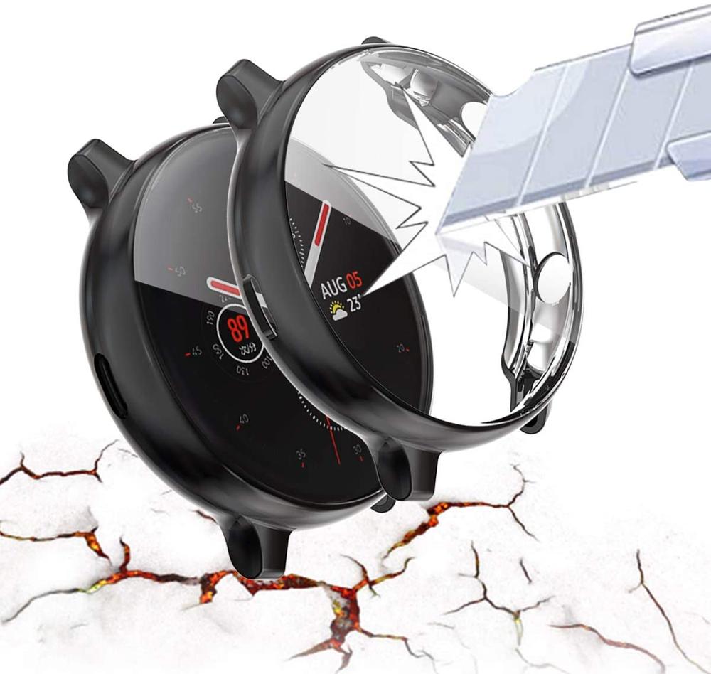 Case for Samsung galaxy watch active 2 44mm 40mm Full Coverage Bumper Case with Tempered Glass Screen Protector
