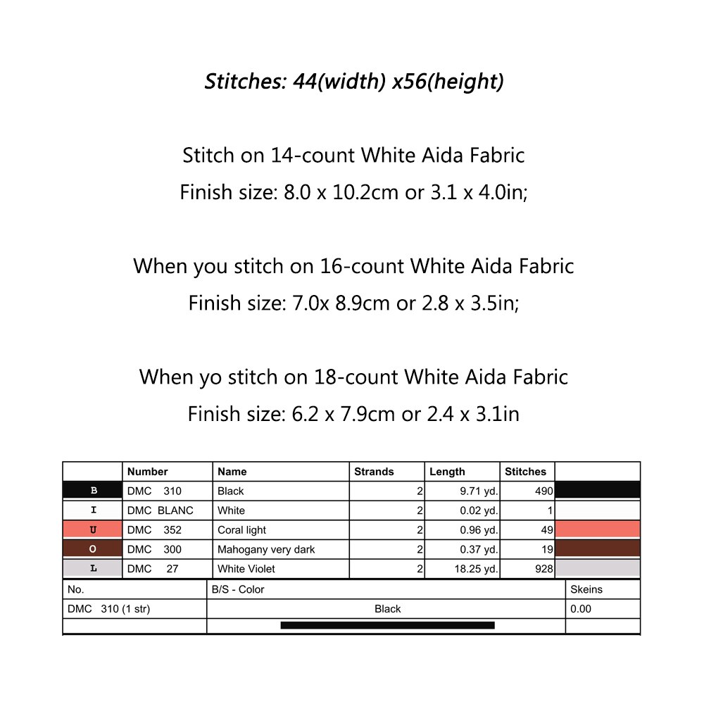 Lovely Cat Cross Stitch Pattern DMC Cross Stitch Chart Printed Version, Medium