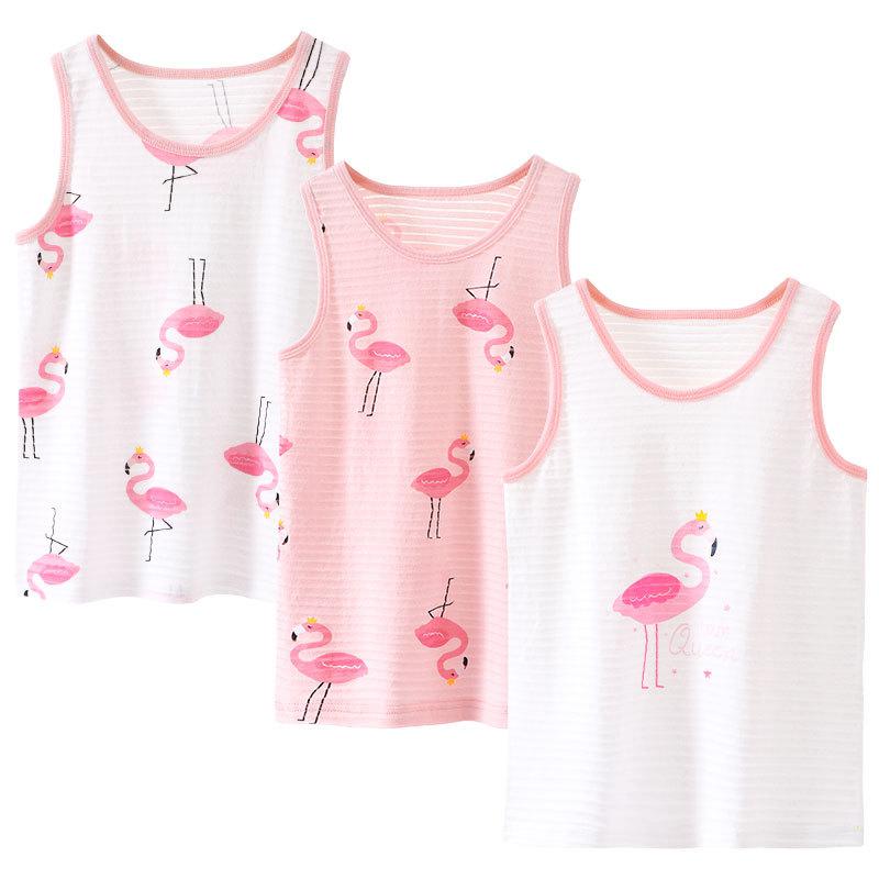 3 Teile/los freundlicher Baumwolle Weste Sommer Dünne Atmungsaktive Baby Mädchen Ärmelloses oben Nette Karikatur Mädchen Mit Flachem Boden Shirt freundlicher Unterwäsche: 160(11-12Y)