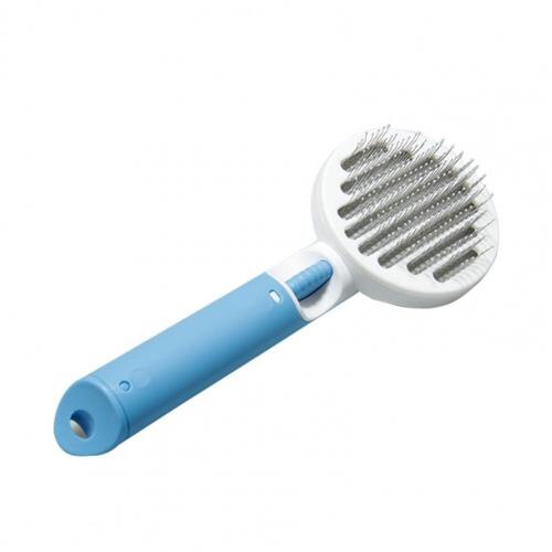 Brosse de Massage en acier inoxydable pour animaux de compagnie, peigne incliné, dents, facile à utiliser, brosse de toilettage pour chat:  Blue Round
