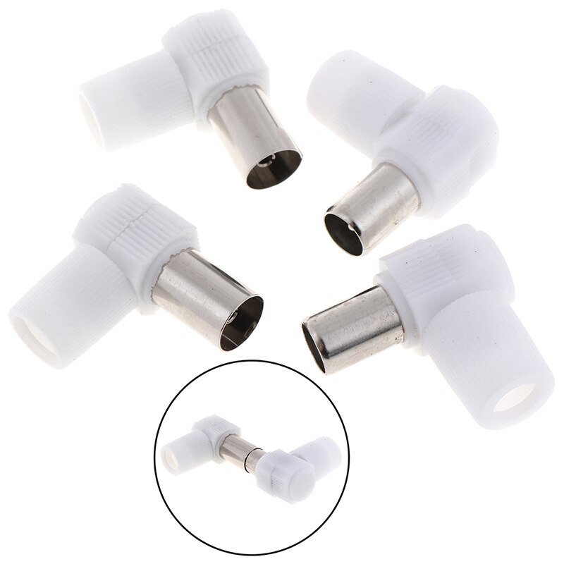 2 Pairs Practical 90 Degrees Male And Female TV Plug For Antennas TV Coaxial Male Plugs Adapter Right Angle Antennas Connectors