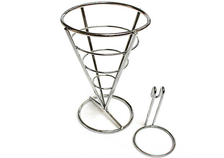 Conical French Fry Stand Basket Holder with Dish Fried chicken cooked food display rack for Buffet Party Appetize Shelves Bowl: A