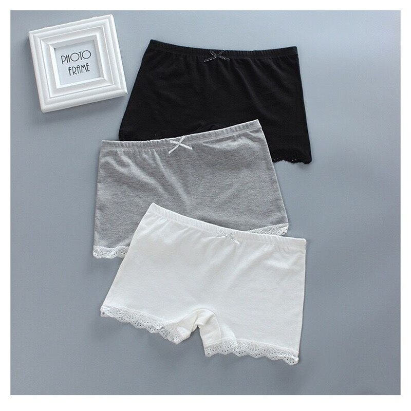 Pantalones cortos de seguridad de verano para niñas, ropa transpirable de algodón, pantalones cortos de encaje, 3 uds./lote