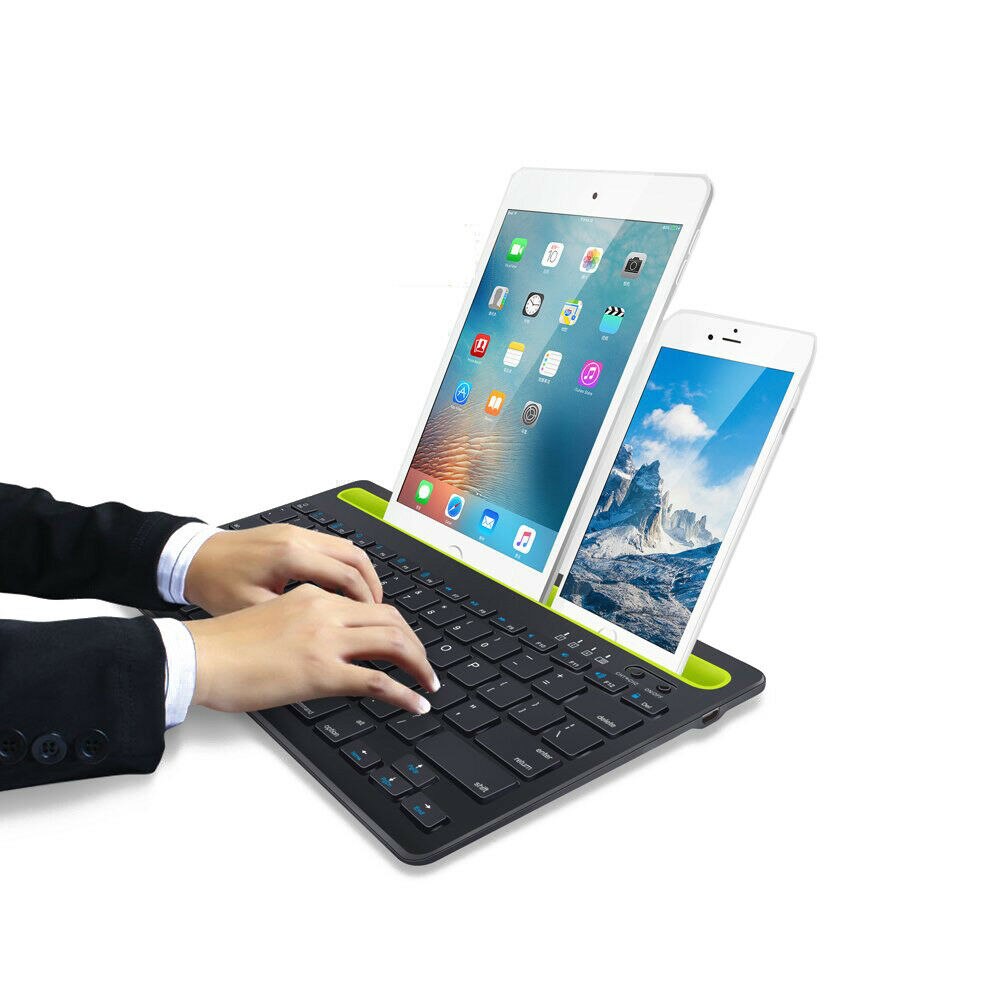 Bluetooth Keyboard Cordless with Phone Tablet PC Holder Docking Wireless Stand For Andriod iPhone iPad mini