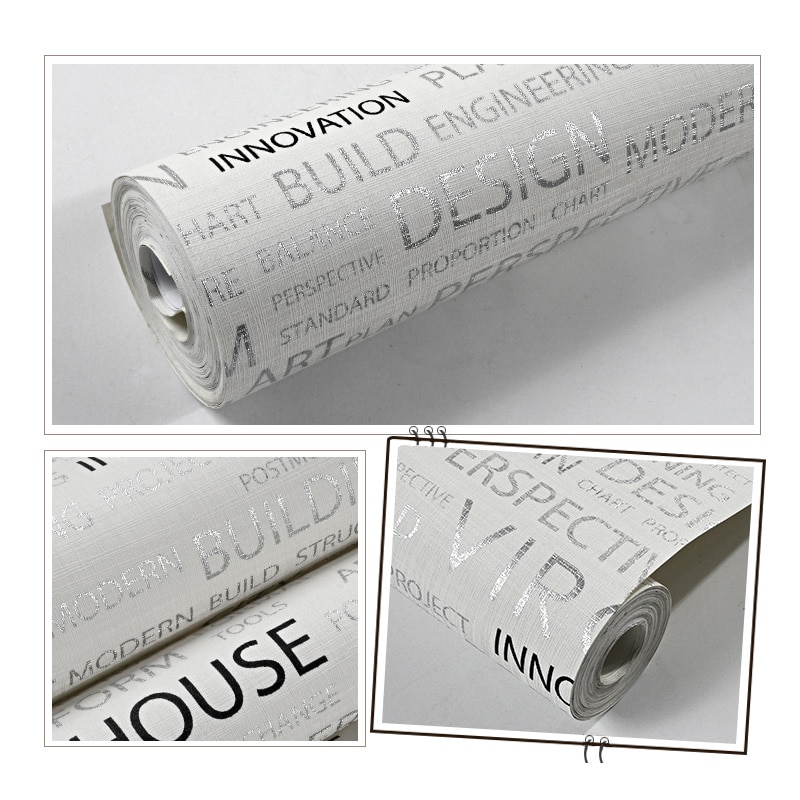 Papel tapiz no tejido con letras en inglés para pared de habitación, suministros de decoración del hogar, 1/4, 5/9 y 5M: Length 9.5M