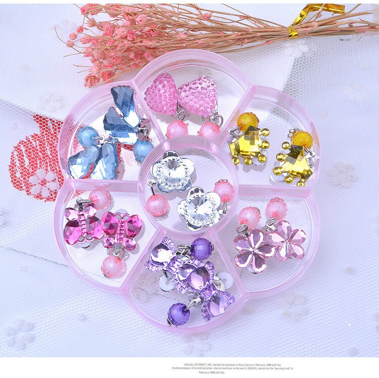 Cartoon Earrings Plastic Ear Clips Girls Toy Colorful Girls Kids Children Pretend Play Beauty Toys Birthday Party