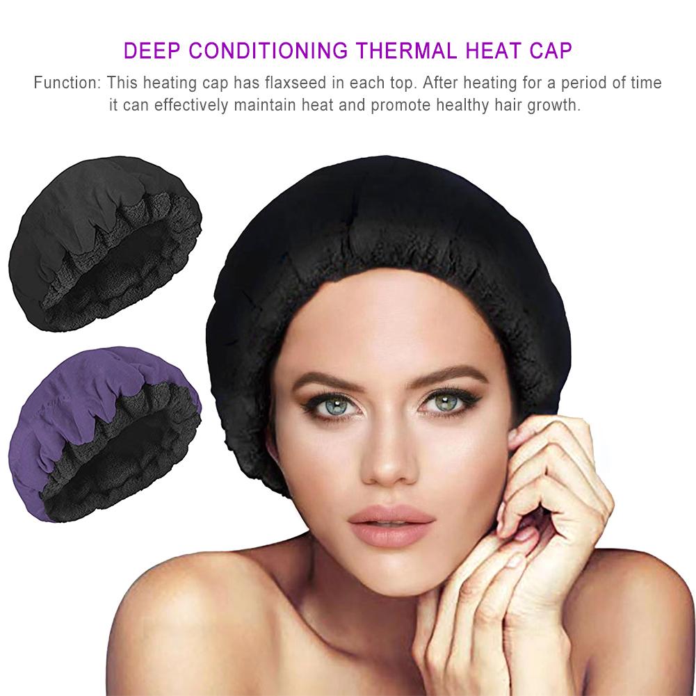 Gorro térmico para el cuidado del cabello, gorro térmico para acondicionamiento profundo, para microondas, algodón, microfibra humeante, Reversible, linaza Interior