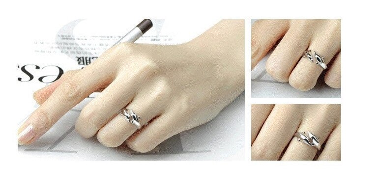 Nuovo Stile Semplice Argento-Anello di colore per Le Donne dell'annata Dei Monili di Modo Delfino Anelli bijoux Bague per la Cerimonia Nuziale di Trasporto libero