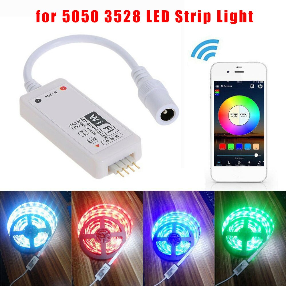 smart wifi musikk rgb-kontroller til alexa hjem 5050 3528 ledet stripe lysstyrkejustering