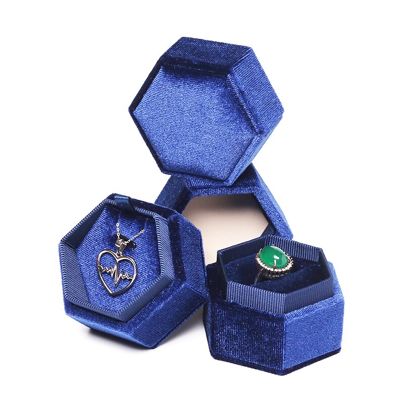 Ringe Box Schmuck Verpackung Box anhänger Box Schmuck ContainerHigh Ohrringe Halter Samt Paar: Navy blue / Pendant box