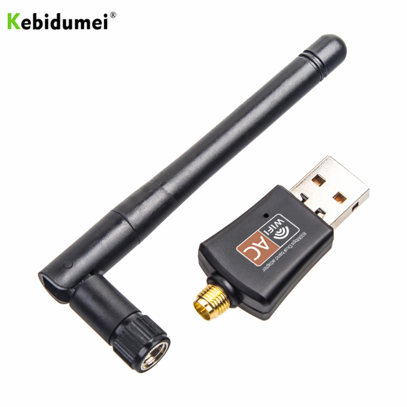 Kebidumei 600 mbps usb wifi adaptador sem fio 5 ghz 2.4 ghz com antena banda dupla 802.11ac rtl8811au para desktop/portátil/pc: Default Title