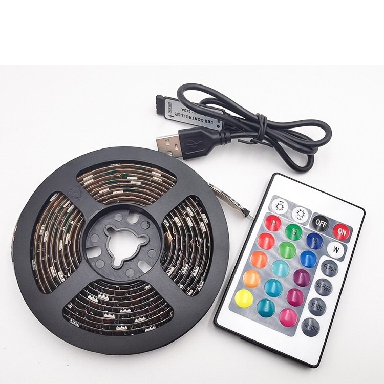 Led strips lampor bluetooth luces led rgb 5050 smd 2835 flexibel vattentät tejp diod 5m 10m dc 12v fjärrkontroll+adapter: Usb 44 nycklar -2m