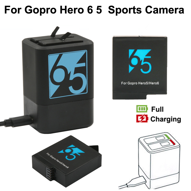 Dual Slots Batterij Oplader Voor Gopro Hero7 6 5 8 En Go Pro Hero6 5 Batterij Voor Gopro Hero 7 6 5 8 Zwart Sport Camera Accessoire