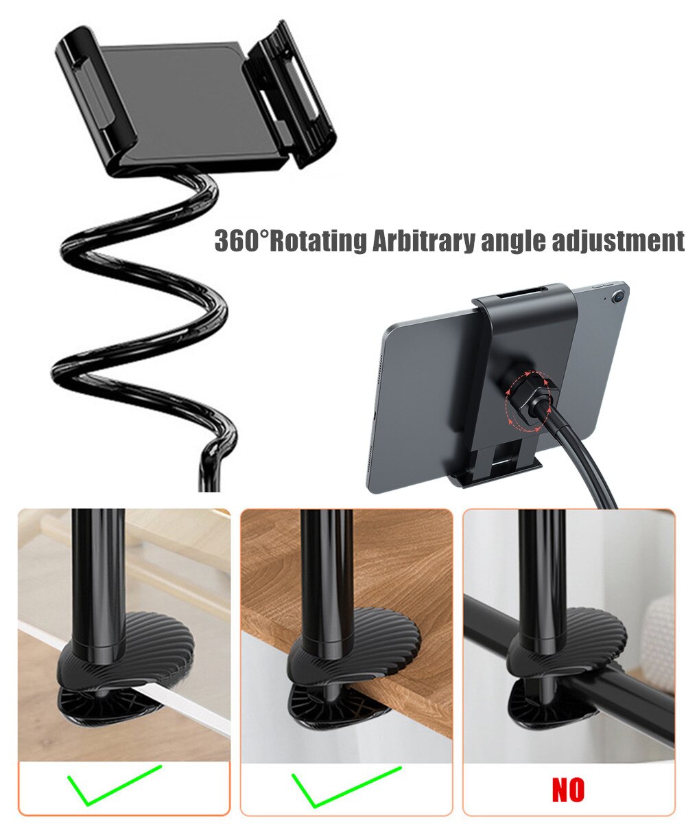 Aluminum Tablet Holder For Bed & Desk – Adjustable Stand Fits IPad Pro 13\", Galaxy Tabs, Smartphones 3.5-13 Inch