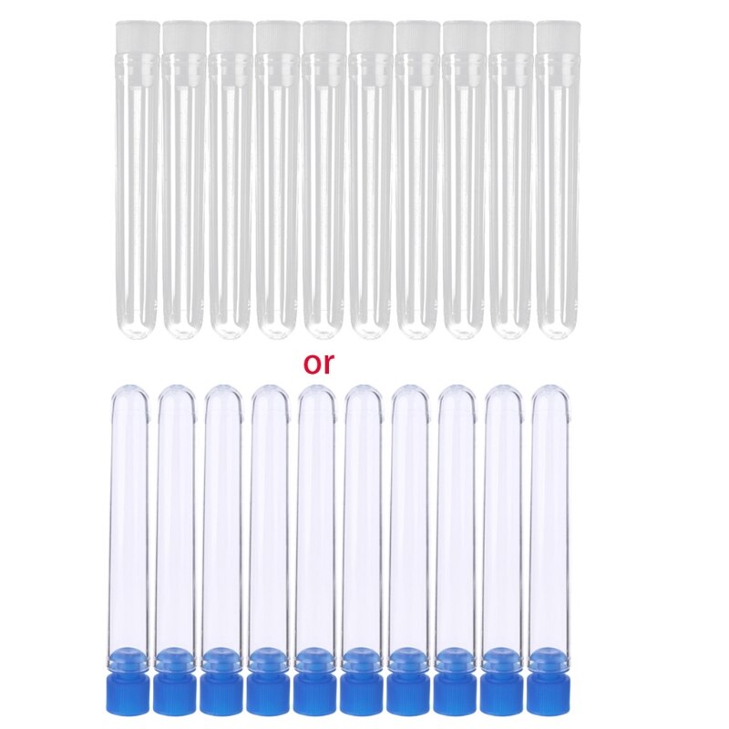 Tubo de ensayo de plástico de 10 Uds. Con tapa 12x75mm en forma de U tubo de ensayo transparente largo suministros de laboratorio