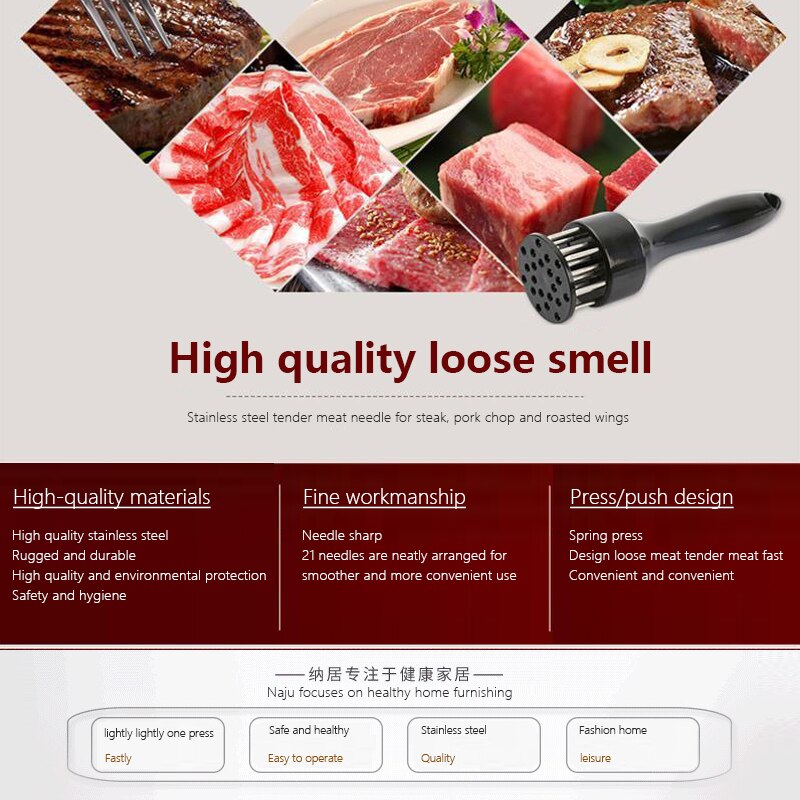 1 Stainless Steel Portable Hammer Needle/Steak Pork Chops Hole Barbecue Needle Hammer Kitchen Cooking Tools Accessories Gadgets
