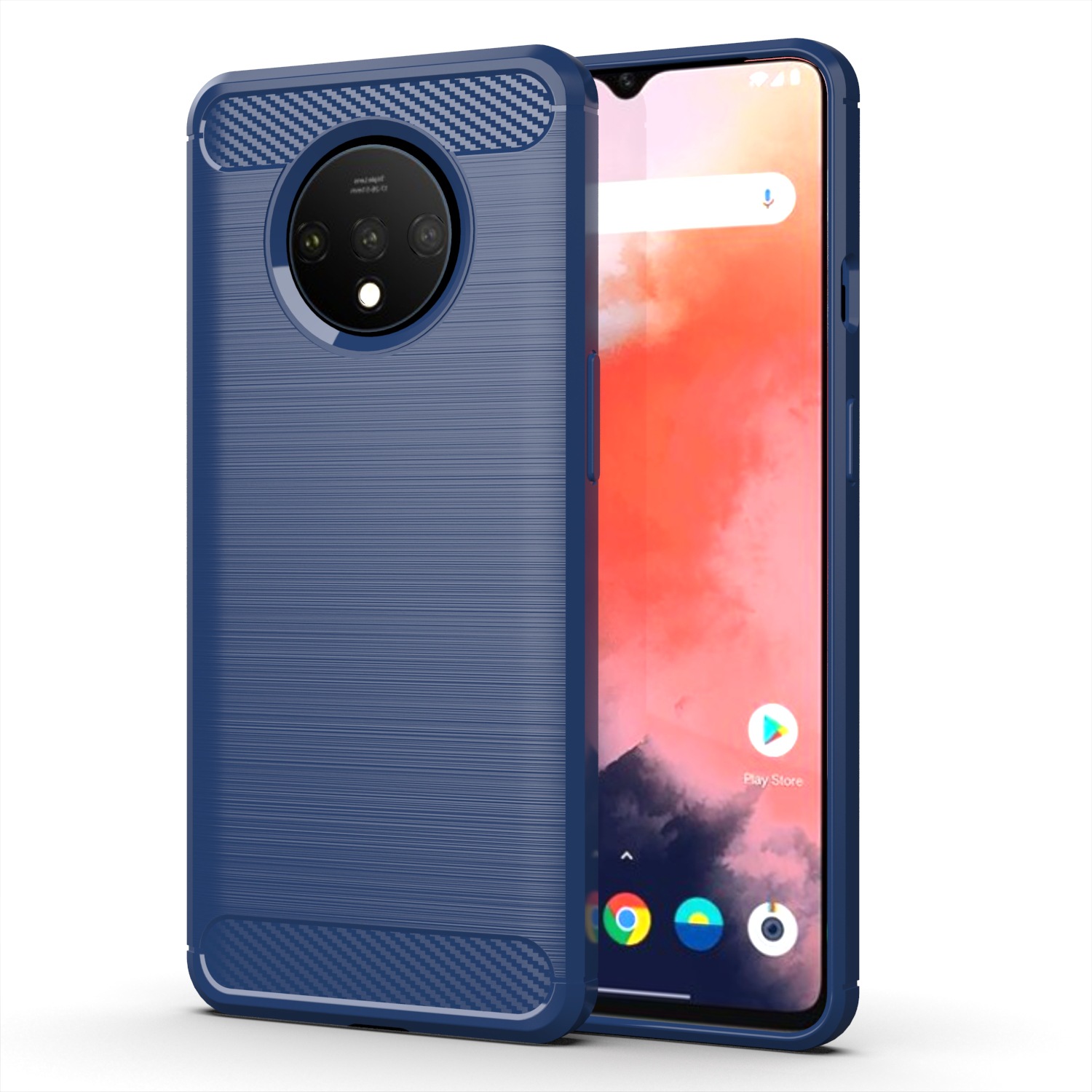 Funda con textura cepillada para 1 + 7t Oneplus 7T, fundas de silicona para Oneplus7t One Plus 7T, funda de teléfono de TPU suave de fibra de carbono de lujo