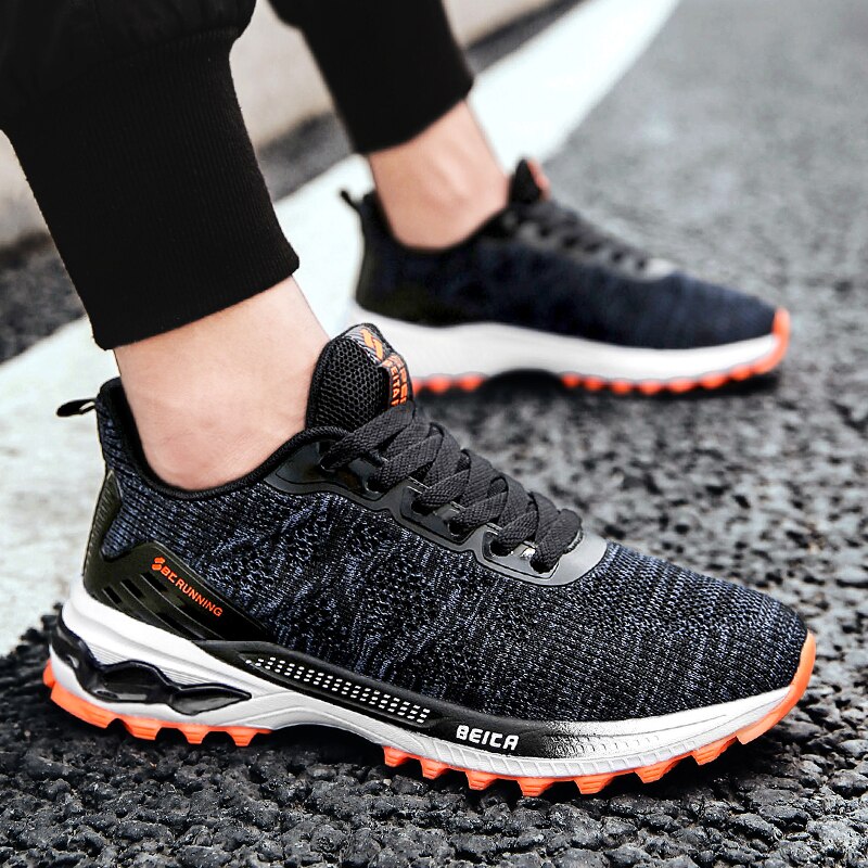 Golf Shoes Men Outdoor Red Orange Man Sport Walking Sneakers Breathable Mesh Male Golf Sneakers Training Non-slip Trainers