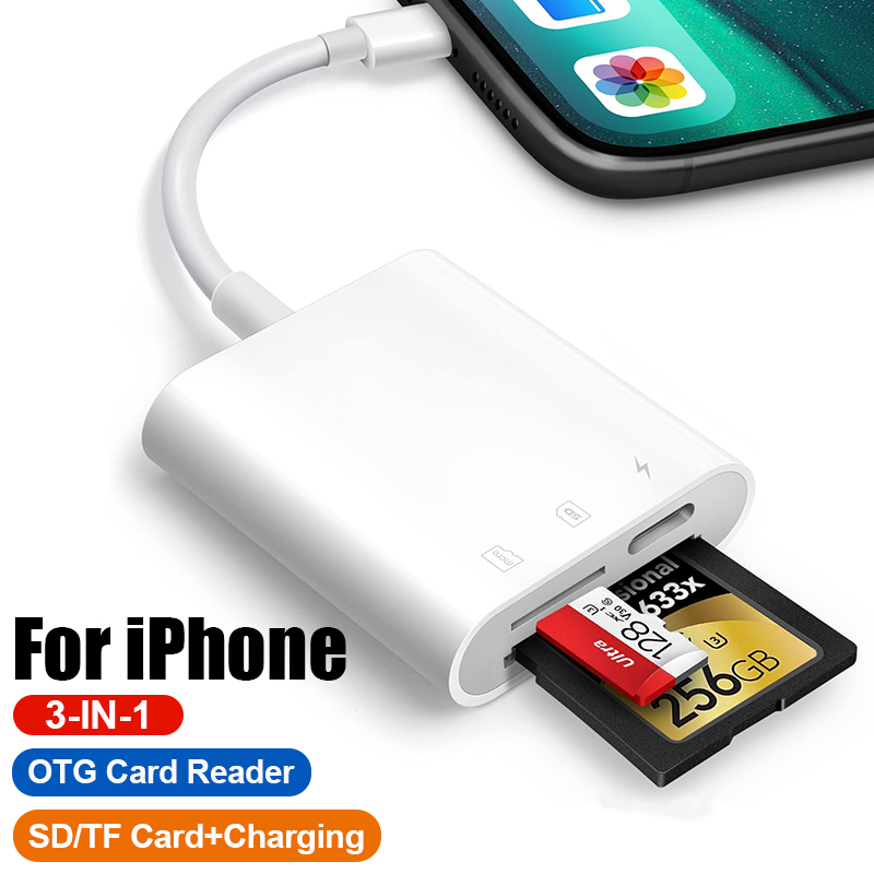 Lightning to SD Card Reader For iPhone 12 11 13 14 15 Pro Max Memory Card Adapter Camera SD Card Adapter For iPhone iPad MacBook: black