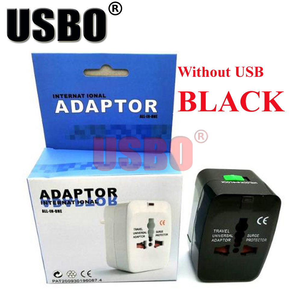 Wit multifunctionele global Universal travel Adapter Plug dubbele Usb-poort AC Power Adapter met AU US UK EU plug socket converter: without USB BLACK