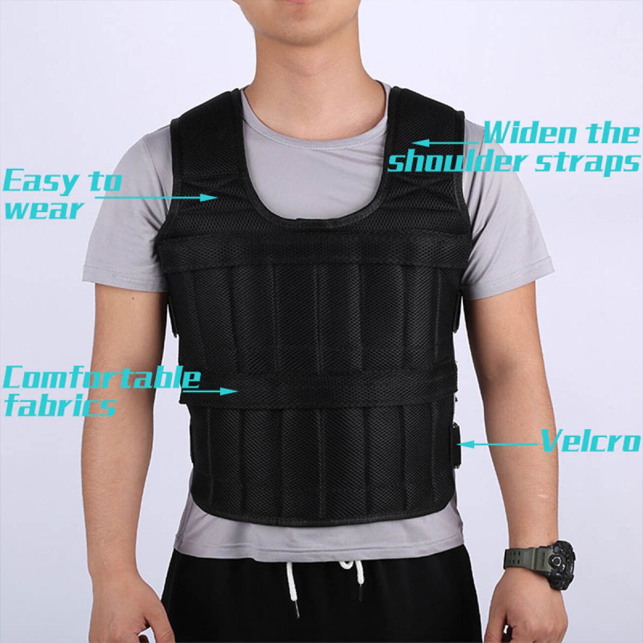 30KG Exercise Loading Weight Vest Boxing Running Sling Training Workout Fitness Adjustable Waistcoat Jacket Sand Clothing