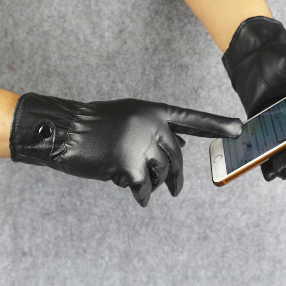 Guantes de invierno para hombre, de lujo, de piel sintética, Cachemira, guantes cálidos para conducir, resistentes al agua, para exteriores