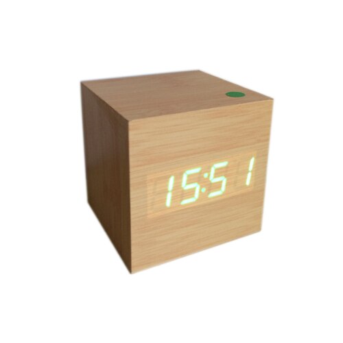 Mini cube sound control alarm clocks wooden clocks LED display cute desk Clock digital clocks AJ6029
