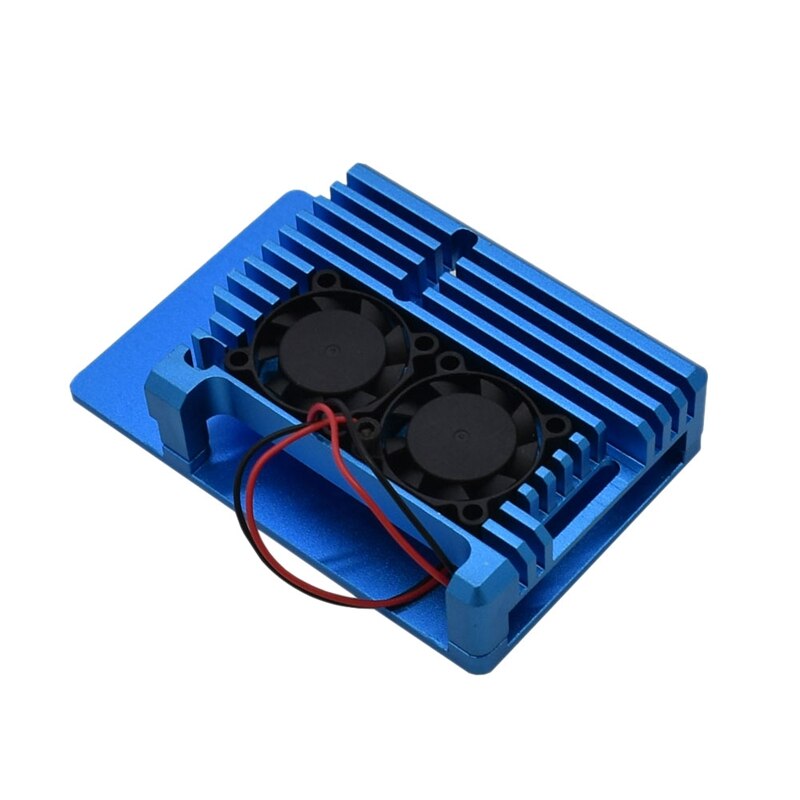 for Raspberry Pi 4 4B Aluminum Case Enclosure CNC Cover with Heatsink Cooling Dual Fan for Raspberry Pi 4 Model B: Blue
