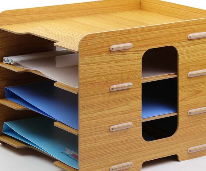 Wooden desktop book storage office document column frame frame A4 paper 4-layer multi-layer information rack