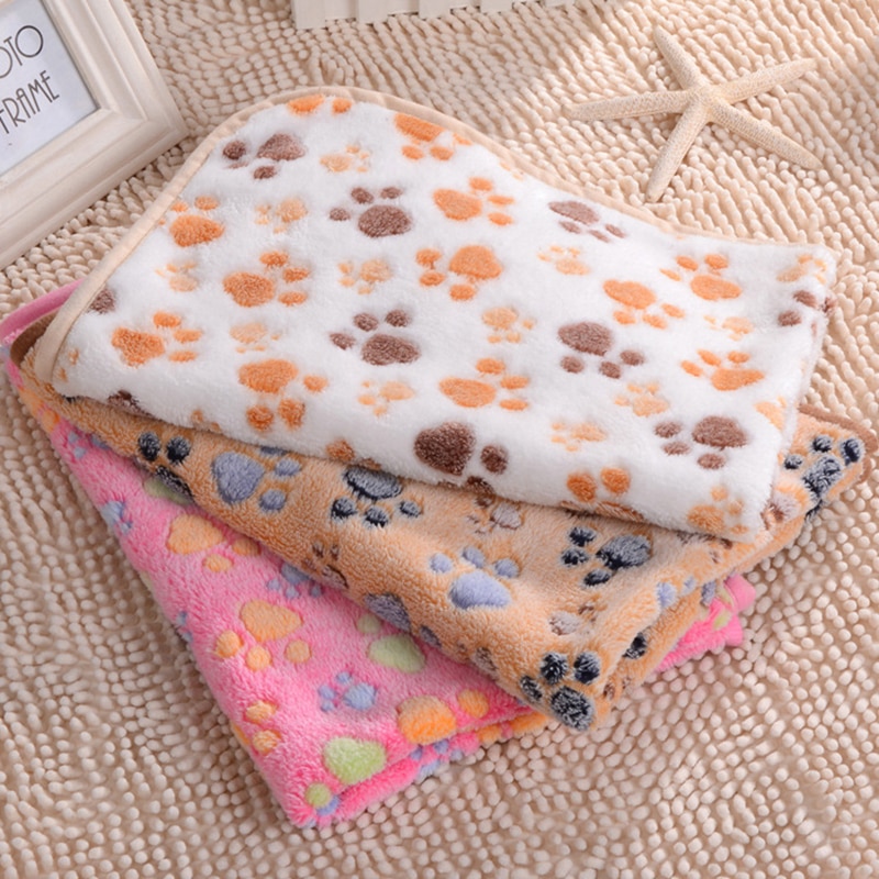Bonita funda de cama para mascota cálida, pequeña, mediana y grande, pata de toalla, estampado artesanal, gato, vellón para perros, manta suave, suministros de invierno para animales