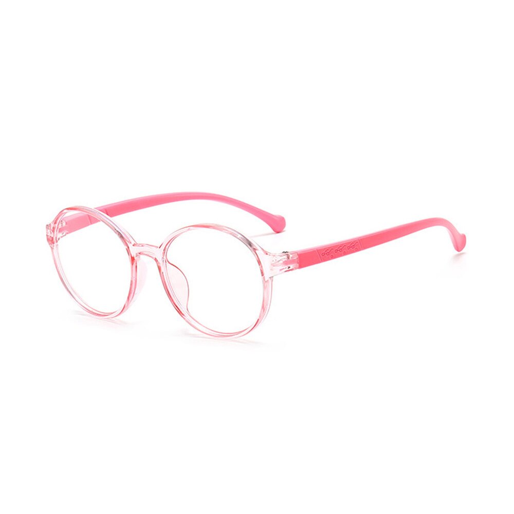 Round Anti Blue Light Kids Glasses Children Optical Frame Boy Girl Computer Transparent Eyeglasses UV400: TR pink pink