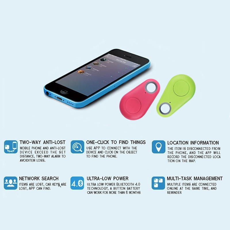 Anti Loss Tracking Keychain Mini GPS Bluetooth Label Locator Anti-lost Child Pet Motorcycle Tracker Key Rings Universal