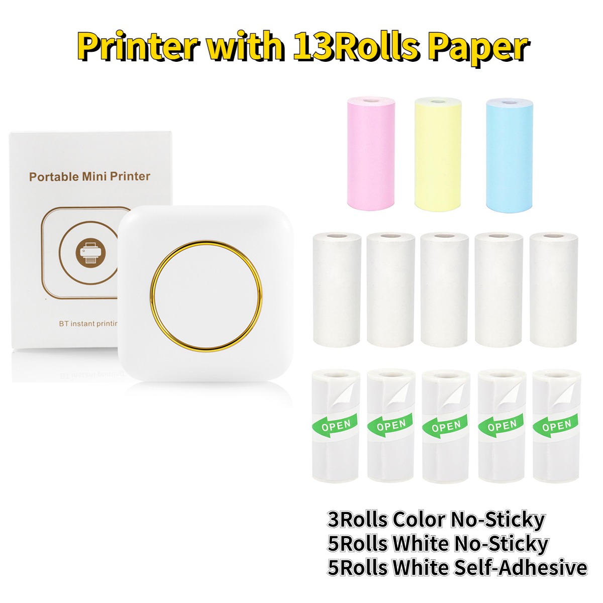 Portable Mini Photo Printer for iPhone/Android - Compact Thermal Printing Device with 1200mAh Battery, Monochrome Prints: green