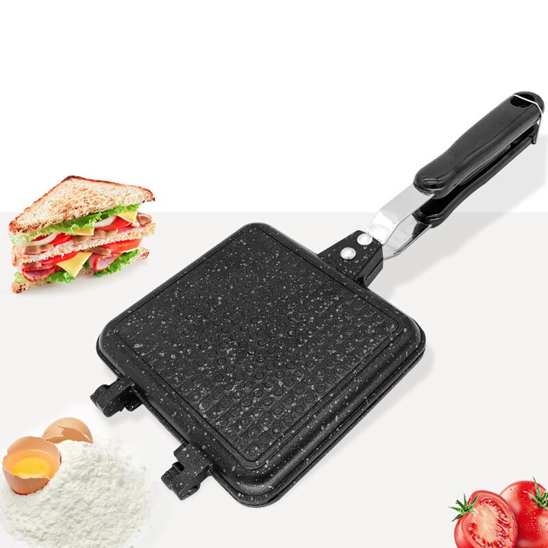 Sandwichera a la parrilla, máquina de desayuno de Pan tostado, sartén para sándwich , sartén abatible extraíble de aluminio antiadherente