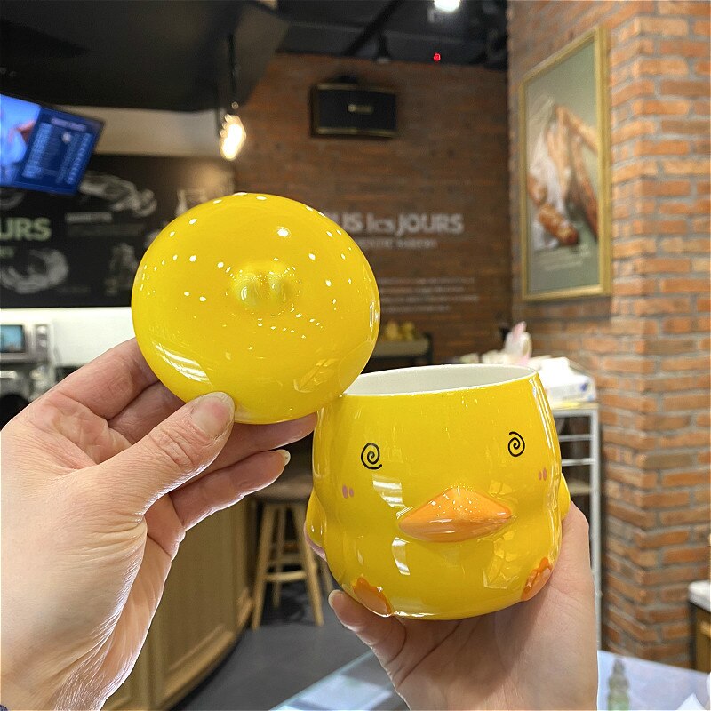 Cute cartoon duck Ceramics Mug 400ml With Lid Coffee mugs Milk Tea Mugs Breakfast Cup Drinkware Novelty