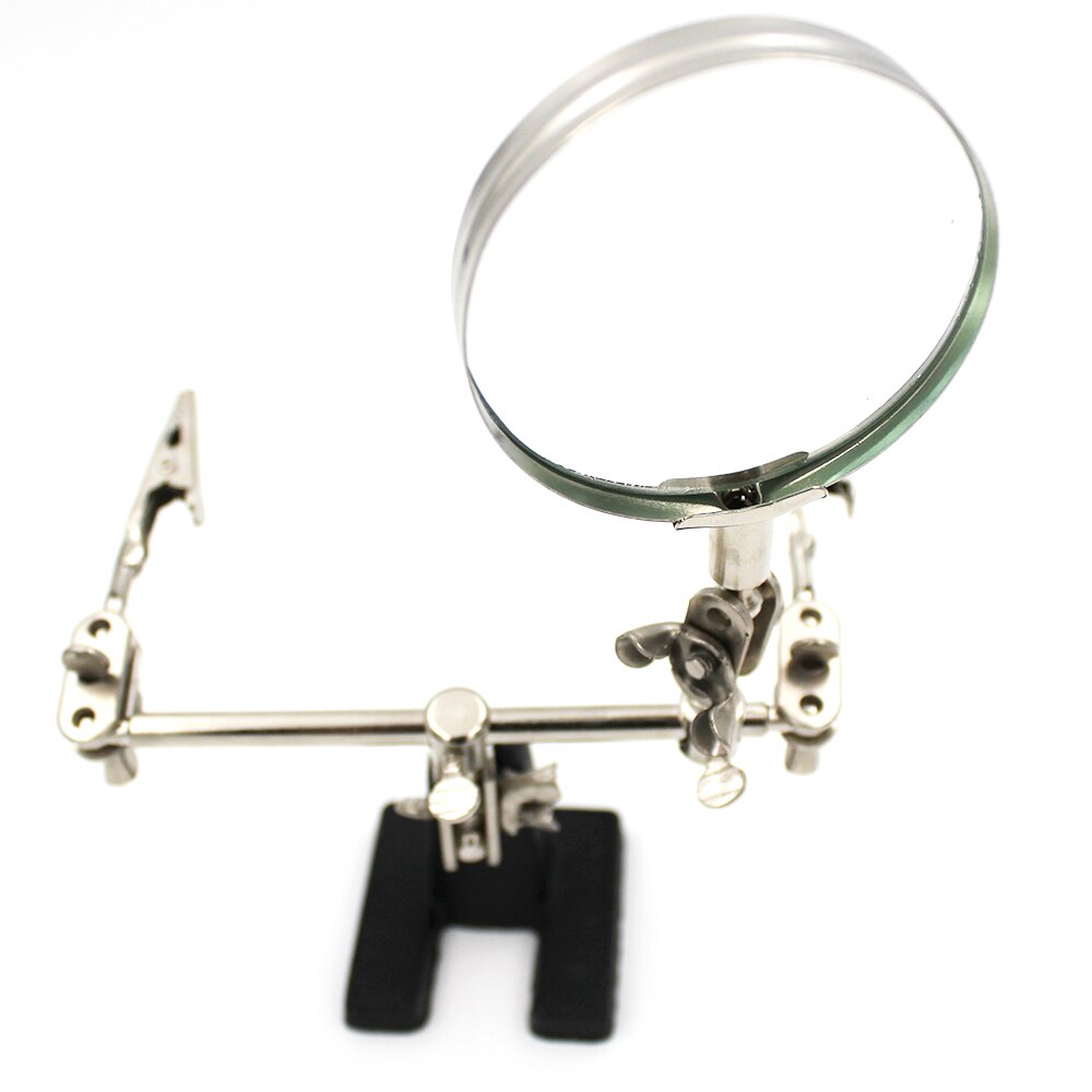 Welding Magnifying Glass Clamp 5 LED Auxiliary Clip Magnifier Hand Soldering Solder Iron Stand Holder Station