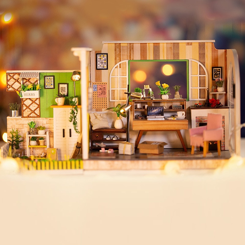 Nowoczesny styl miniaturowy domek dla lalek DIY studio kreatywny Wykonany ręcznie willa drewniane robić montażu modelu sztuki prezenty robić domu zabawki dla dzieci