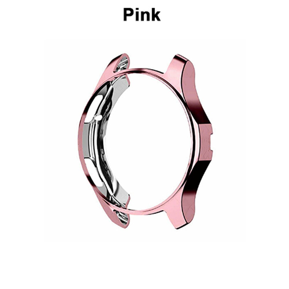 1 stk galvaniseret urkasse til samsung gear  s3 s4 galaxy ur 46mm 42mm blød tpu all-around beskyttende urkasse med kofangerramme: Lyserød / 46mm