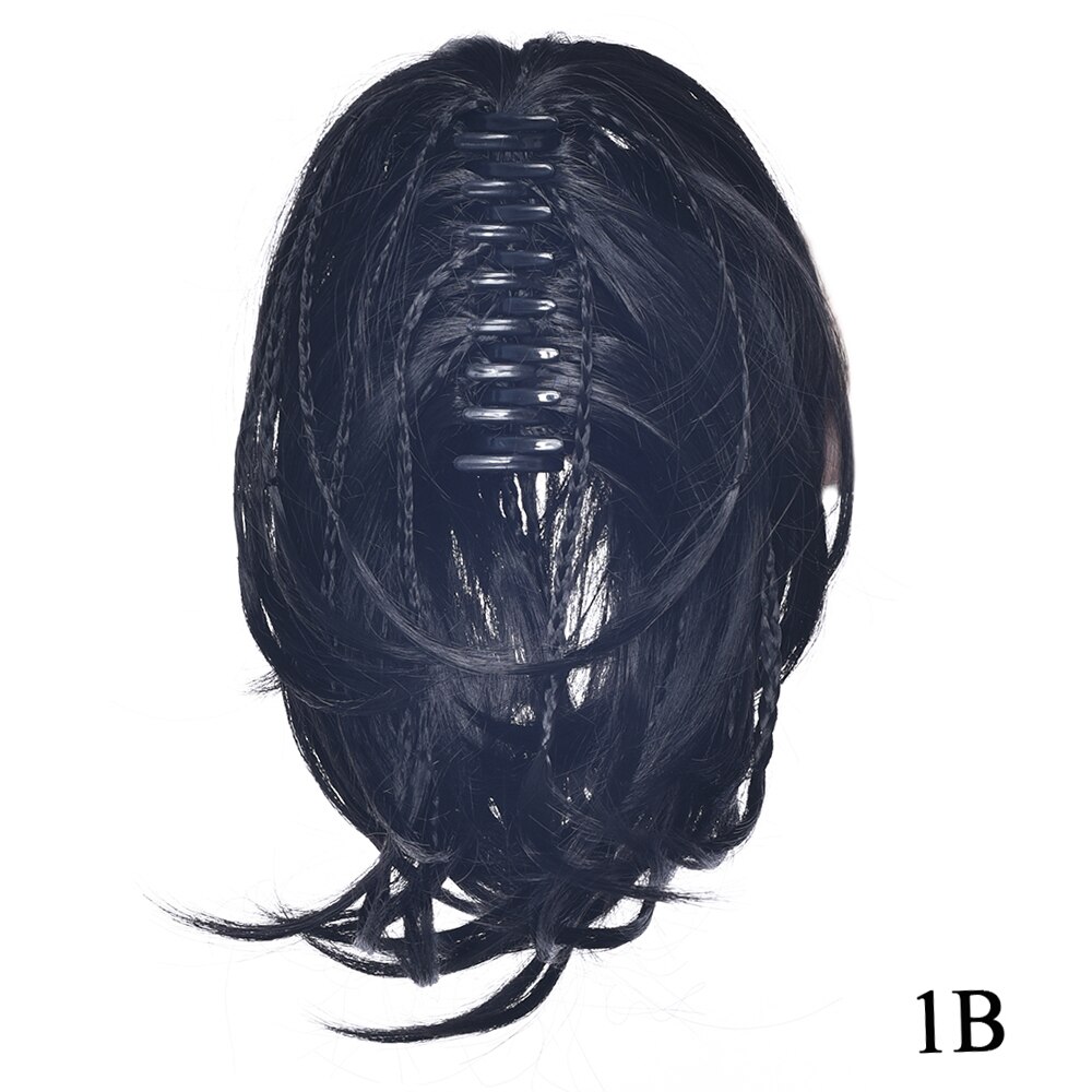 Soowee trenza de pelo sintético cabello rubio negro Clip en extensión de cabello cola de Pony recta Cola de Caballo gris garra para mujeres: 1B