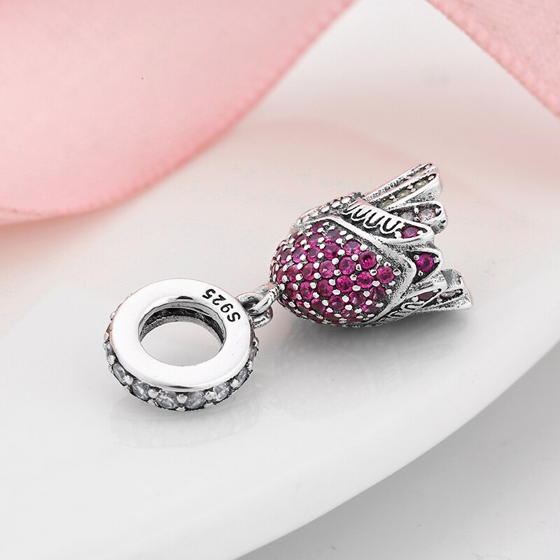 la moda Argento sterlina 925 Creativo Aquila Scintillante Colorato CZ Pendenti con Gemme E Perle Pendenti E Ciondoli in forma Originale bene Braccialetto di Fascino di DIY Dei Monili