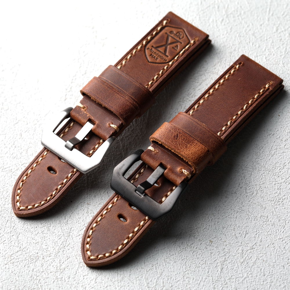 Handgefertigtes Oberschicht-Rindslederarmband 20 mm, 22 mm, 24 mm, 26 mm, grobe Herrenuhrenkette aus italienischem Leder, kompatibel mit mechanischem M
